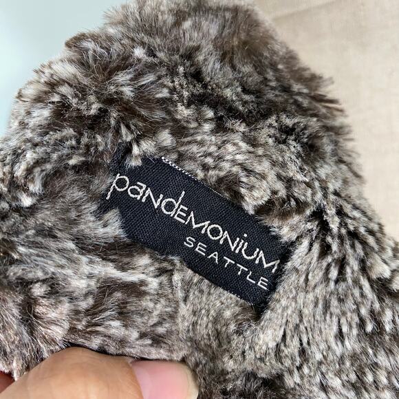 Pandemonium Seattle Brown Faux Fur Infinity Scarf Made In USA - Picture 4 of 4